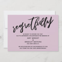 Light Mauve Regretfully Wedding Cancellation Card