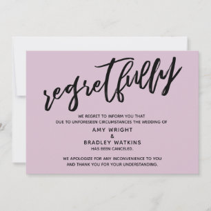 Light Mauve Regretfully Wedding Cancellation Card