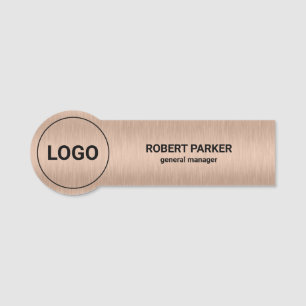 Light Metallic Rose-Gold Texture Name Tag