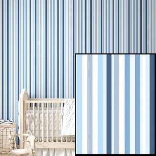 Light, Mid & Dark Blue Stripes Wallpaper