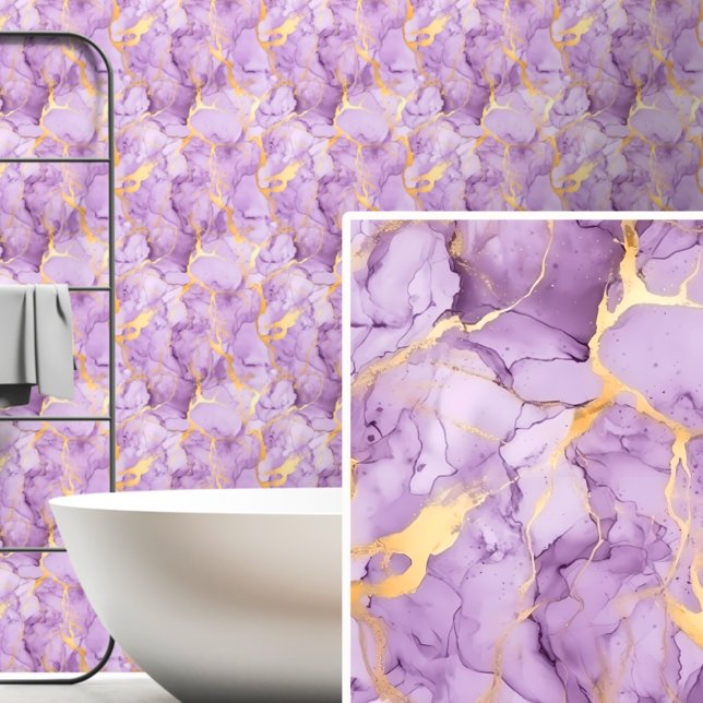 Light Mid Mauve Purple Gold Marbled  Wallpaper (Creator Uploaded)
