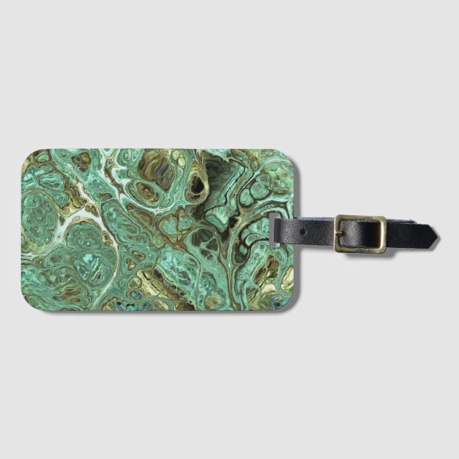 Light Milky Teal Marble Swirl Luggage Tag (Front Horizontal)