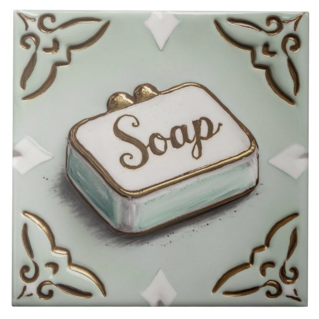 Light Mint Blue Bar of Soap Funny Toilet Bathroom Tile (Front)