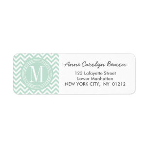 Light Mint Chevron Zigzag Personalised Monogram