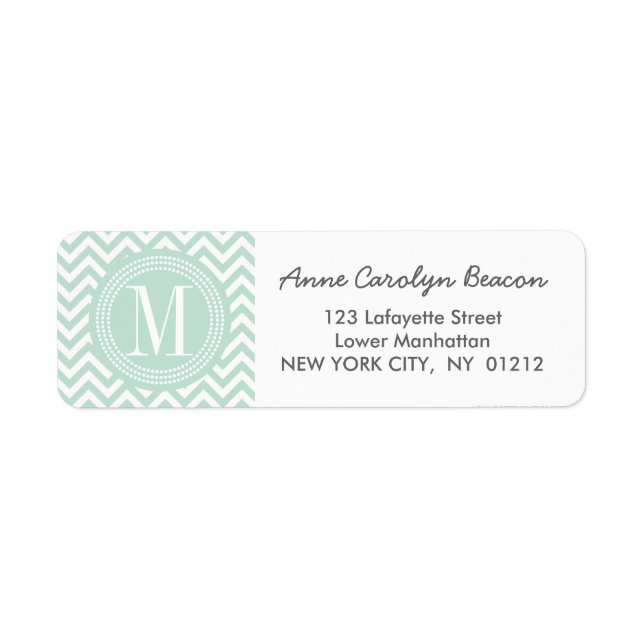 Light Mint Chevron Zigzag Personalised Monogram (Front)