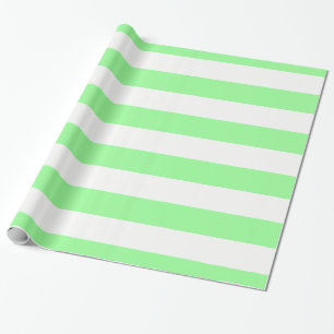 Light Mint Green and White Huge Stripe Pattern Wrapping Paper
