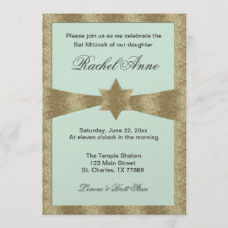 Light mint green Bat Mitzvah Invitations
