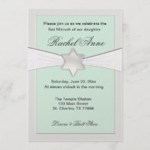 Light mint green Bat Mitzvah Invitations