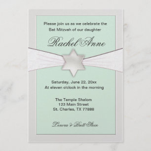 Light mint green Bat Mitzvah Invitations