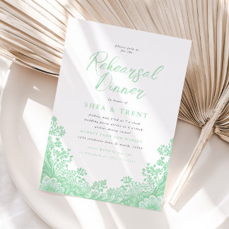 Light Mint Green Lace Rehearsal Dinner Invitation