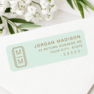 Light mint green monogram return address