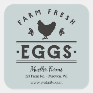 Light Mint Personalised Farm Fresh Eggs Square Sticker