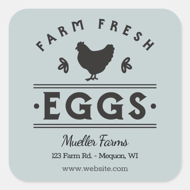 Light Mint Personalised Farm Fresh Eggs Square Sticker (Front)