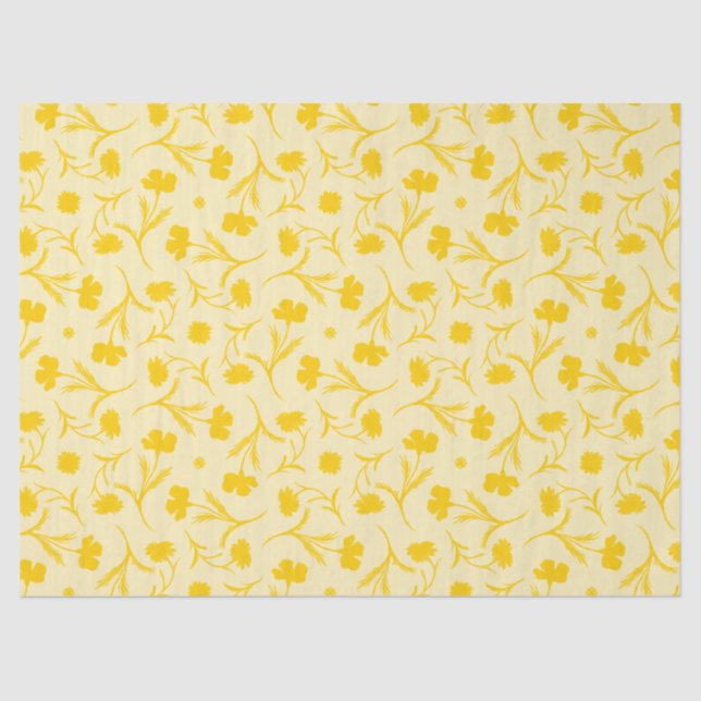 Light Modern Floral Pattern Elegant Cute Yellow Tissue Paper (Front)