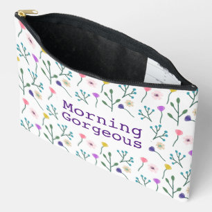 Light Modern Floral Pattern White Morning Gorgeous Accessory Pouch