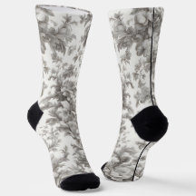 Light Monochrome Marble Toile Crew Socks