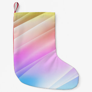 Light Multicolor, Rainbow cover with long lines. D Small Christmas Stocking