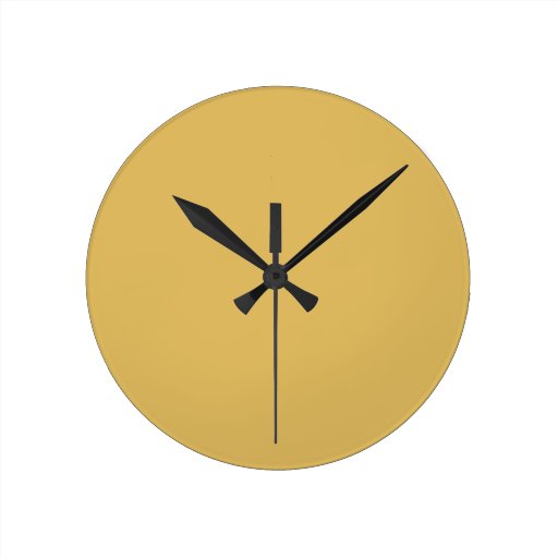 Image of Light Mustard Yellow Solid Colour Round Clock