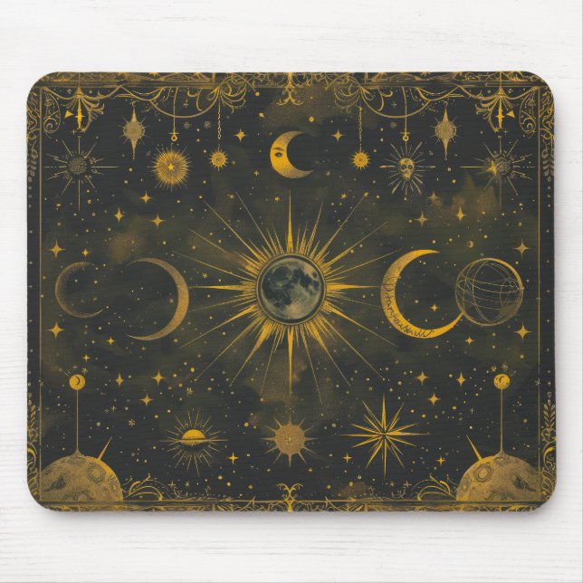 Light Navy and Gold Celestial Mousepad (Front)