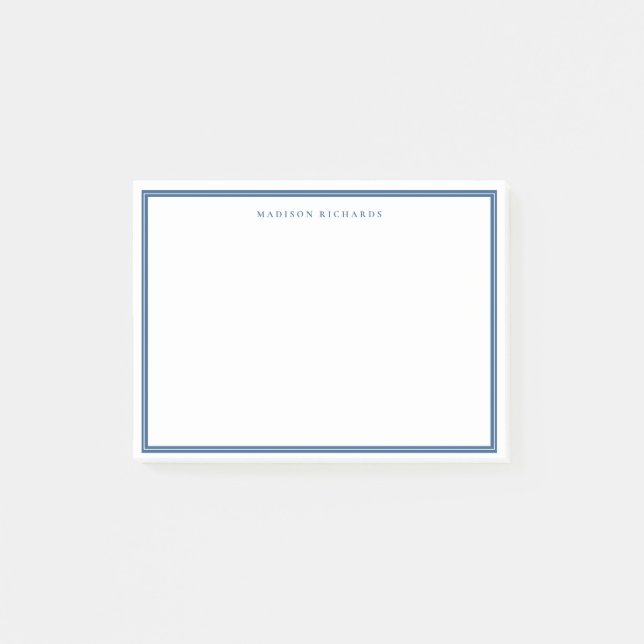 Light Navy Blue Border Basic Personalised  Post-it Notes (Front)