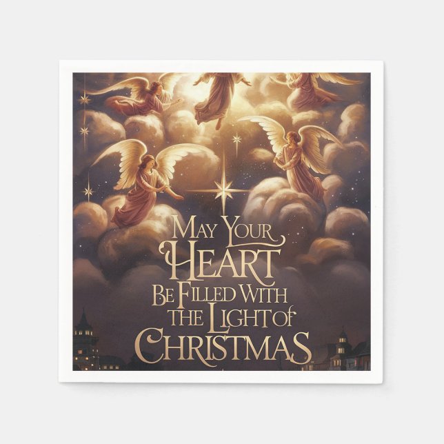 Light of Christmas Angelic Postcard Design Napkin (Front)