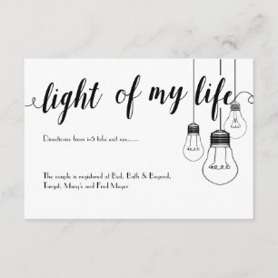 Light of my life wedding details card