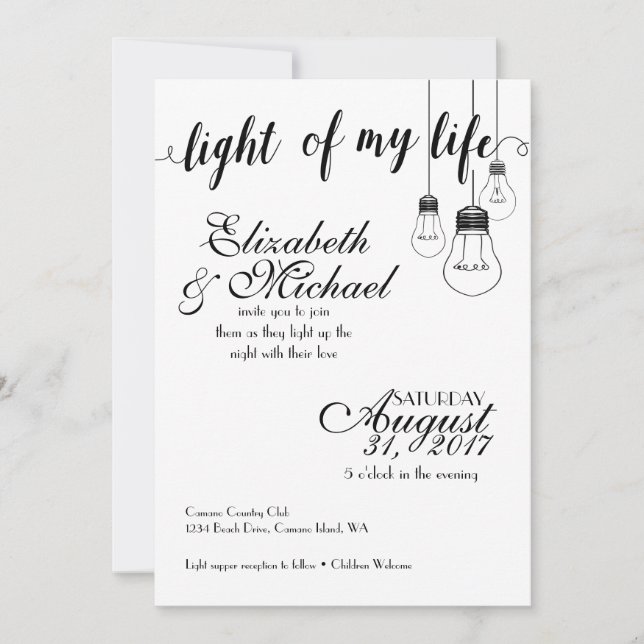 Light of my life wedding invitation (Front)