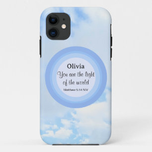 Light of the World Baby Blue Bible Verse Name iPhone 11 Case