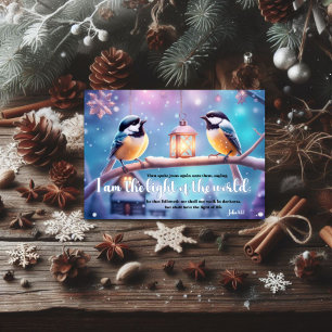 Light of the World Chickadees John Verse Christian Holiday Card