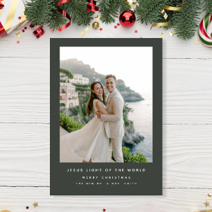 Light of the World Coastal Newlywed Photo Holiday Card