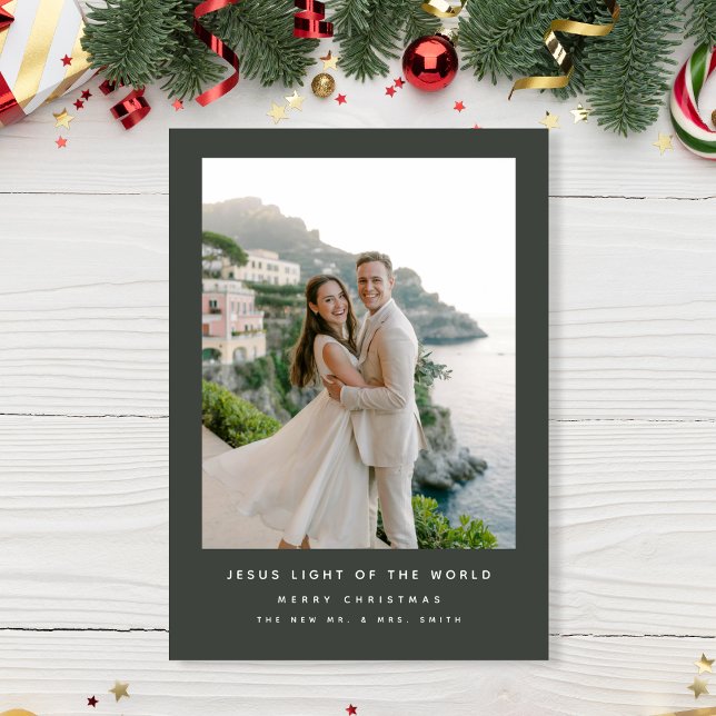 Light of the World Coastal Newlywed Photo Holiday Card (Creator Uploaded)