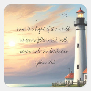 Light Of The World John 8:12 Square Sticker