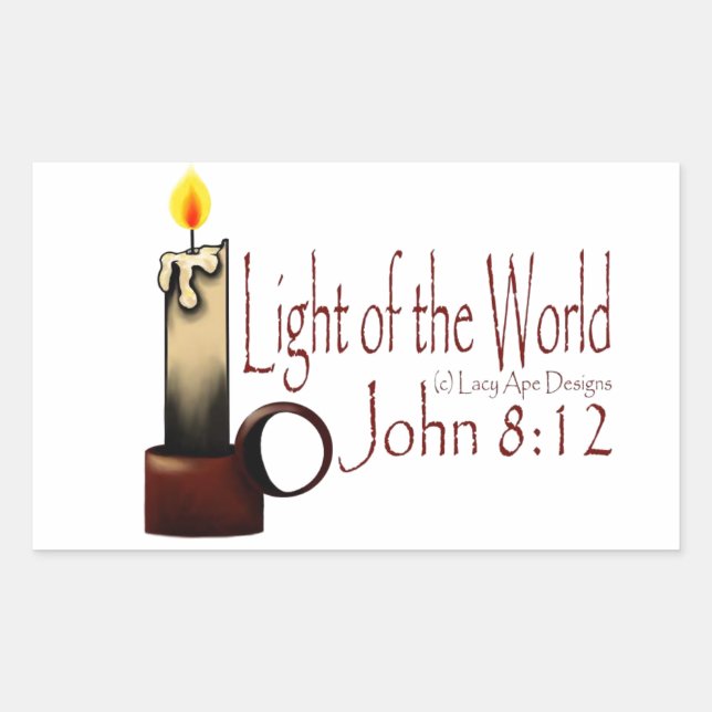 Light of the World (White) Rectangular Sticker (Front)