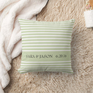 Light Olive Coloured Stripes Wedding Cushion