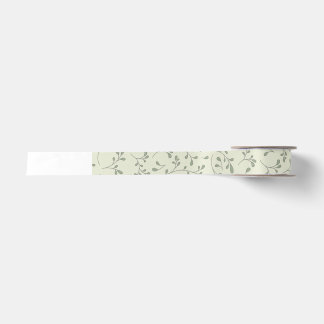Light Olive Green Botanical Vine Pattern Satin Ribbon