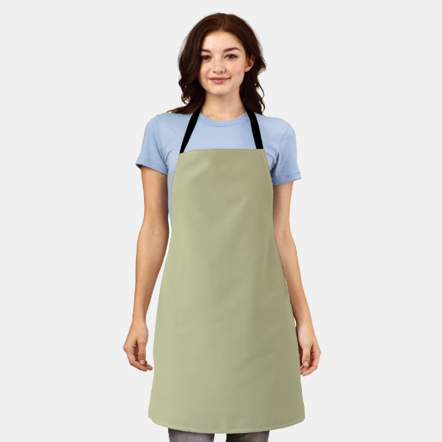Light Olive Green Solid Colour Apron (Worn)