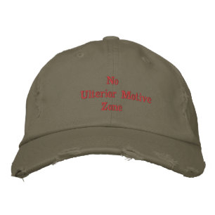 Light Olive 'No ulterior Motive Zone' Embroidered Hat