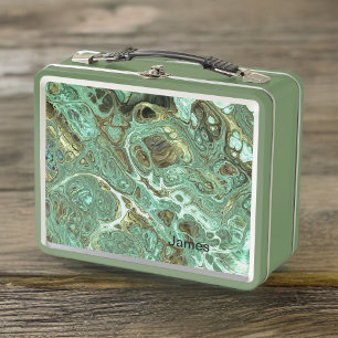 Light Olive Swirl Personalised Lunchbox