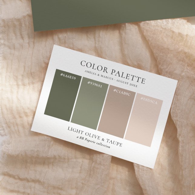 Light Olive & Taupe Wedding Colour Palette Enclosure Card (Creator Uploaded)