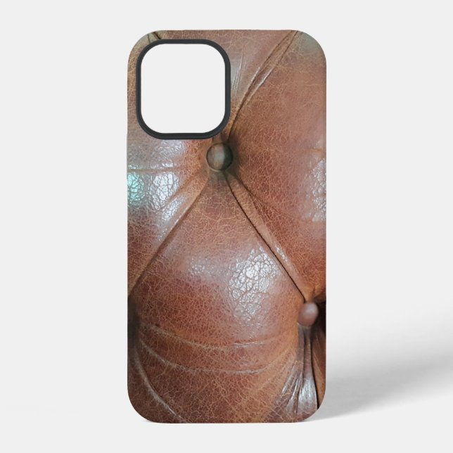 Light on brown leather sofa surface, textureabstra iPhone case (Back)