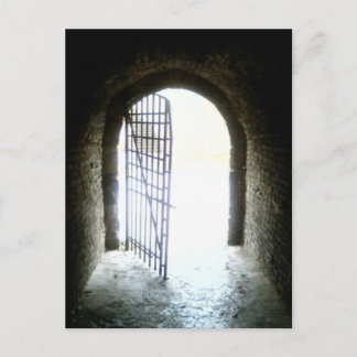 Light On Door At The End Of The Long Dark Catacom Postcard