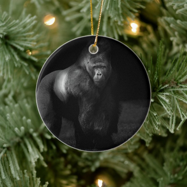 Light on Strength – Silverback Gorilla Ceramic Tree Decoration (Tree)