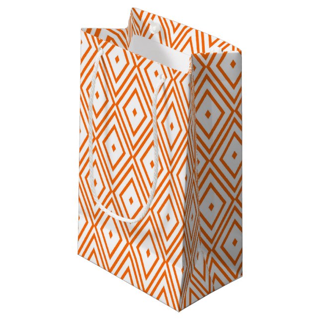 Light Orange and White Diamonds Small Gift Bag (Front Angled)