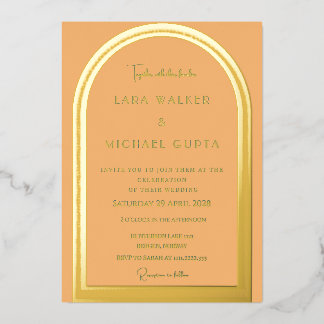Light Orange Arch Foil Wedding Invitation