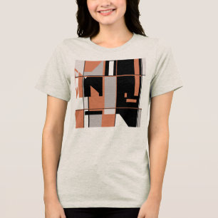 Light Orange Black Grey Abstract Gameboard Design Tri-Blend Shirt