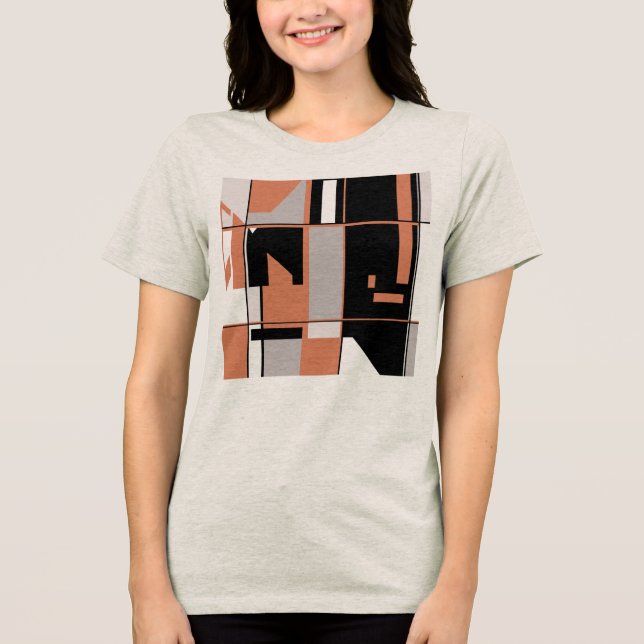 Light Orange Black Grey Abstract Gameboard Design Tri-Blend Shirt (Front)