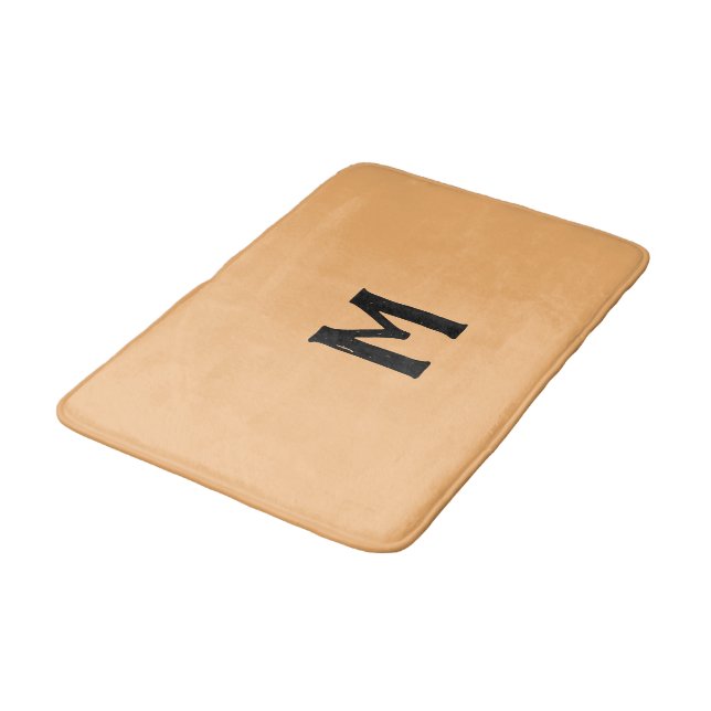Light Orange Black Monogram Bath Mat (Angled)