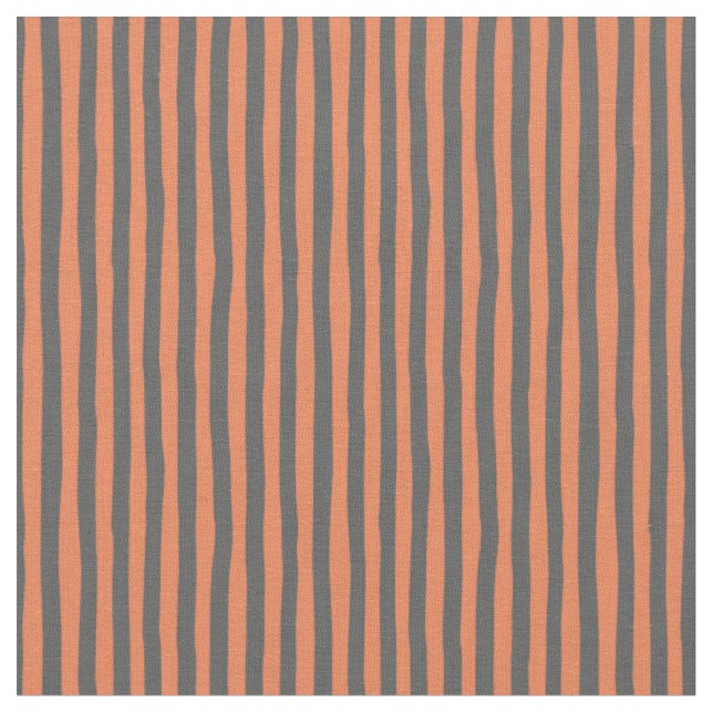 Light Orange & Dark Gray Wonky Stripes Fabric (Close Up)