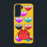 Light Orange Galaxy Case – Red Cat & Heart Design<br><div class="desc">Add playful charm and color to your phone with this Light Orange Galaxy Case – Red Cat & Heart Design! Featuring a cute red cat surrounded by red, black, green, and purple hearts on a soft light orange background, this Samsung Galaxy case is perfect for cat lovers and anyone who...</div>