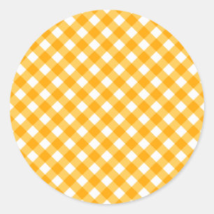 Light Orange Gingham Pattern Classic Round Sticker